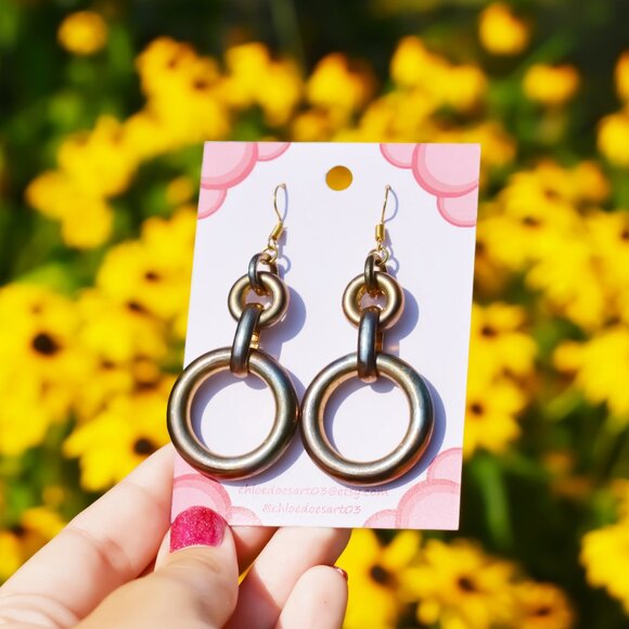 Handmade Bronze Contemporary Loop Earrings - Picture 2 of 7
